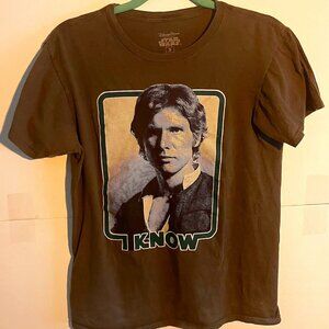 Star Wars Han Solo T-Shirt Small Gray Disney Parks “I KNOW” Graphic Tee S